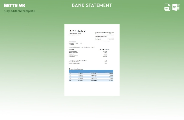 Модерен стил на УСА ACE шаблон за збор за извод од банка